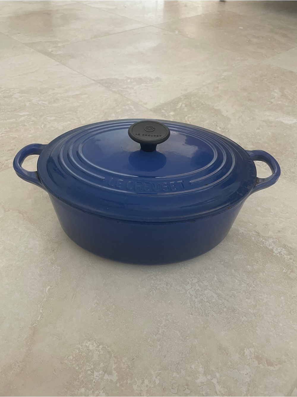 Le Creuset #23 Blue Oval Enameled Cast Iron Dutch Oven